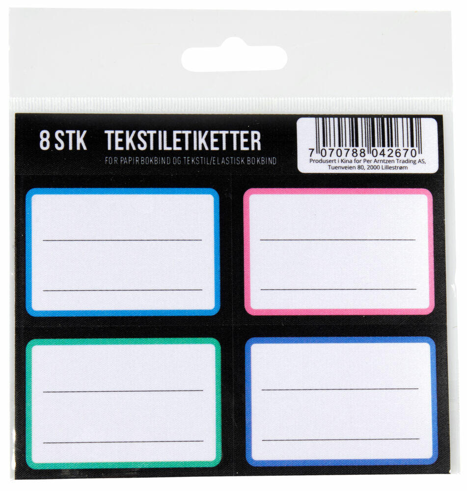 Tekstiletiketter 8pk