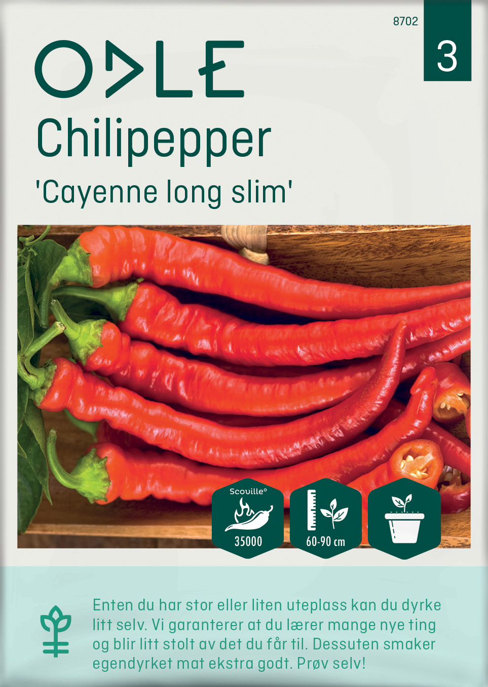 Odle 'Cayenne long slim' chilipepper frø