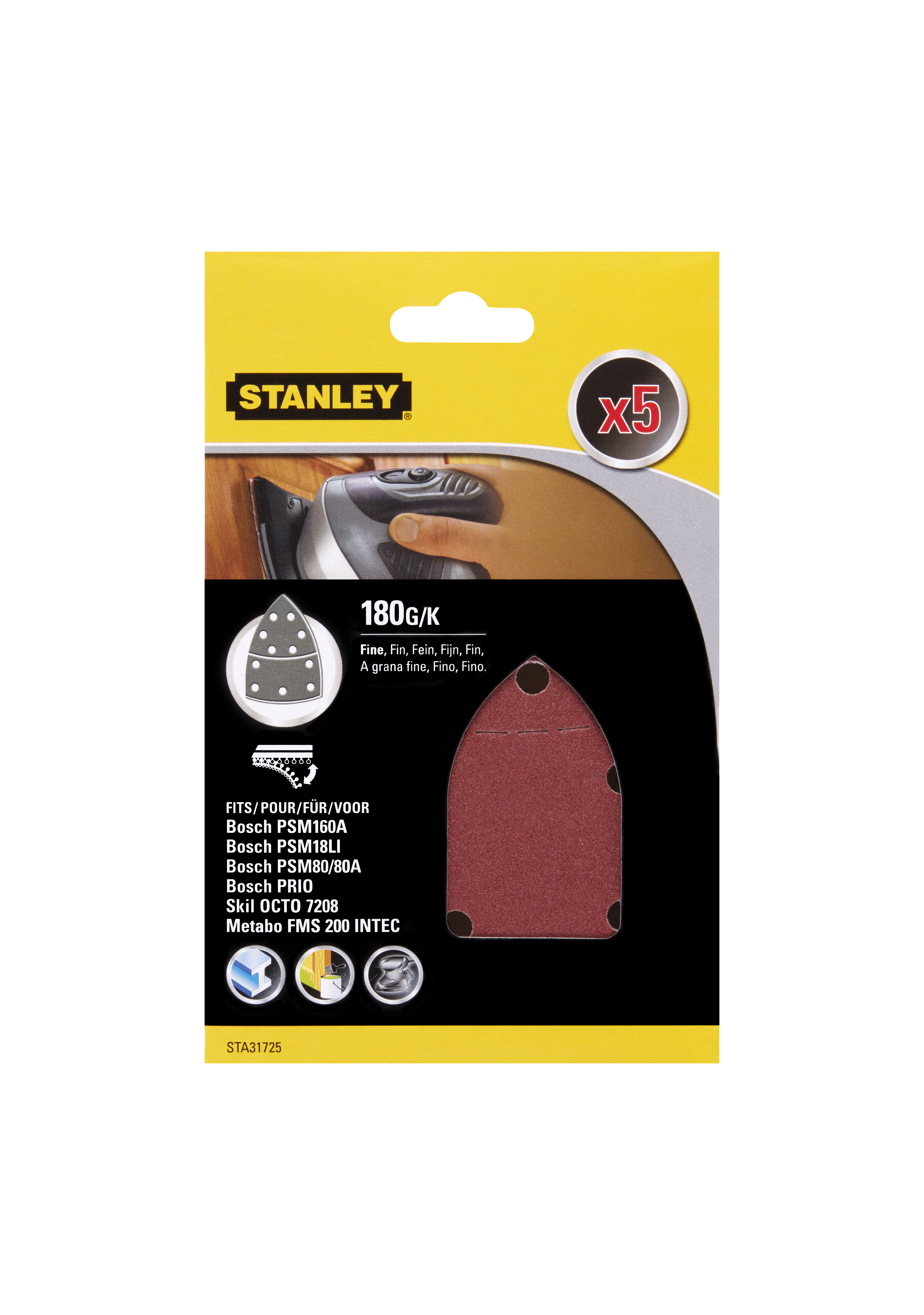 Produkt miniatyrebild Stanley slipepapir 180G STA31725-XJ