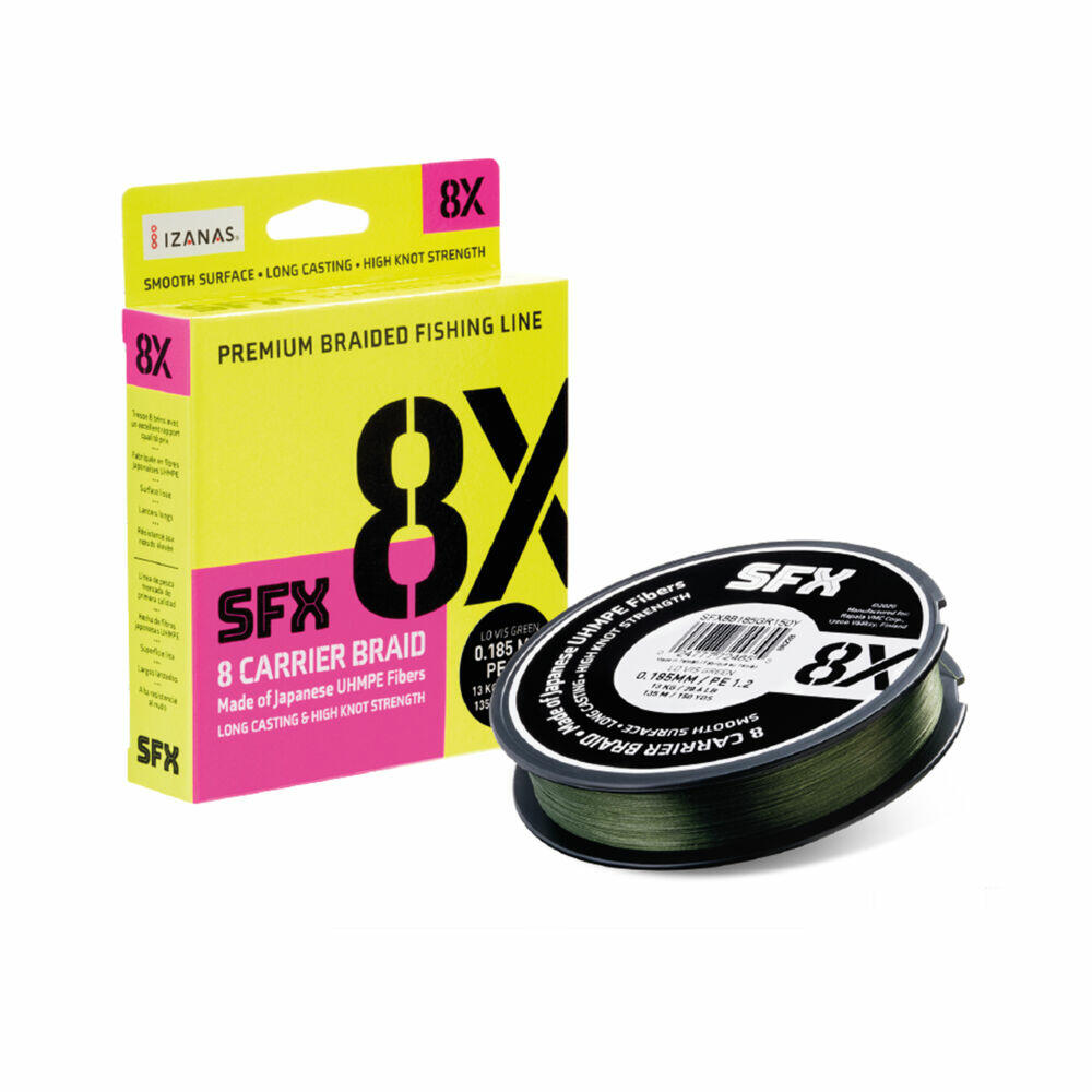 Sufix® SFX 8X Braid Low Vis Green fiskeline 275 meter