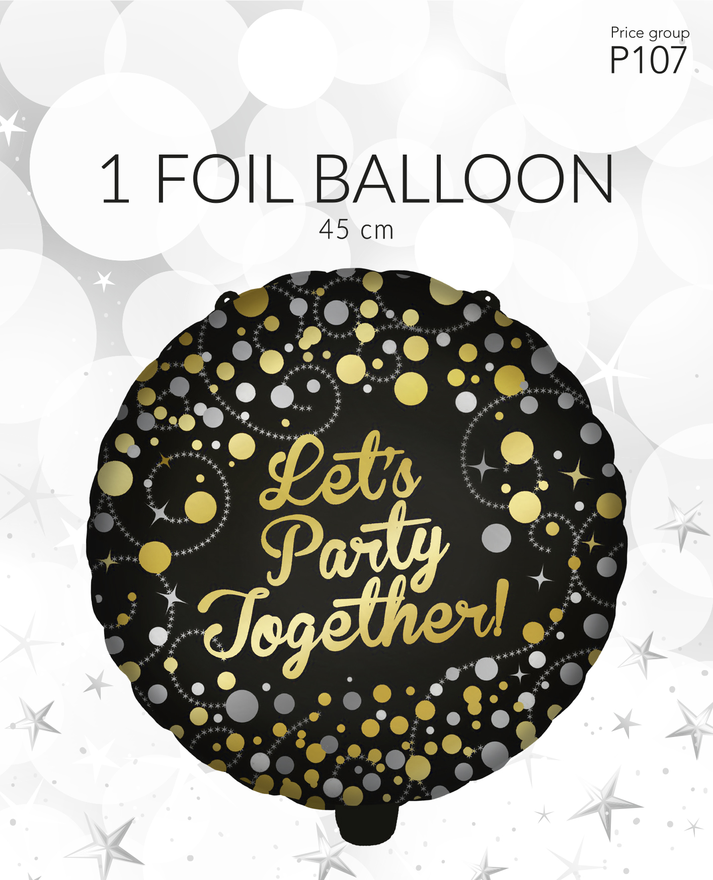 Folieballong let`s party! Ø: 45 cm