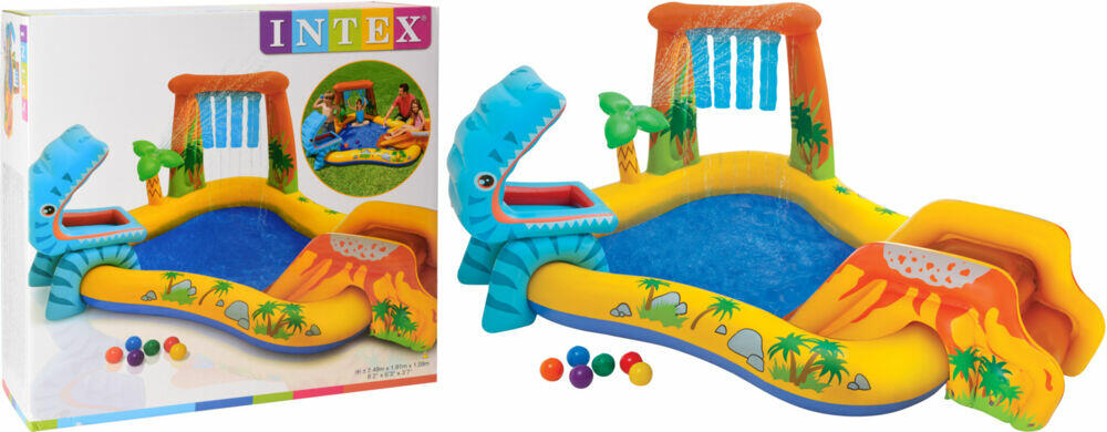Produkt miniatyrebild Intex badebasseng med vannsklie og dinosaurer