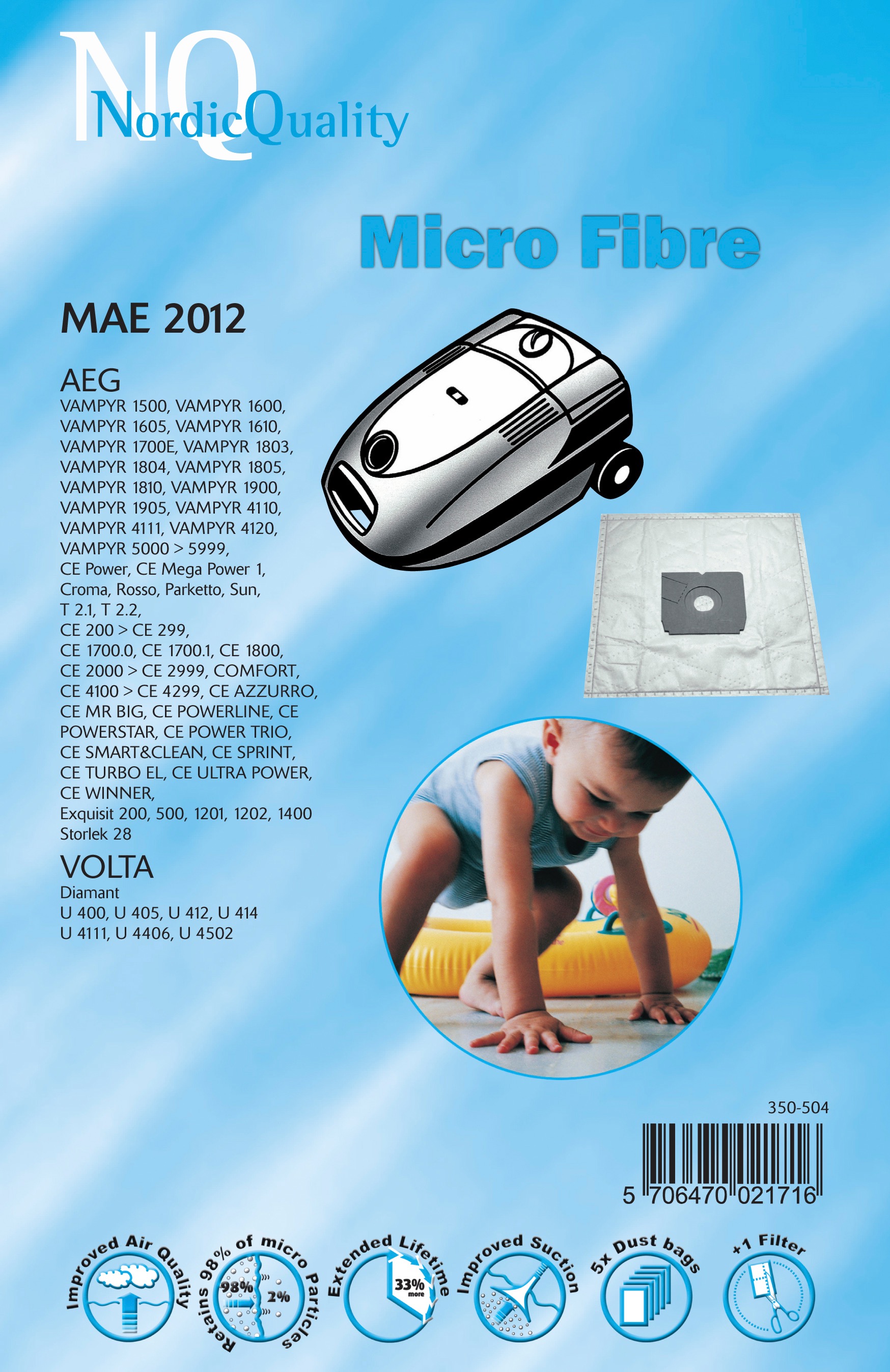 Produkt miniatyrebild NQ MAE 2012 støvsugerposer