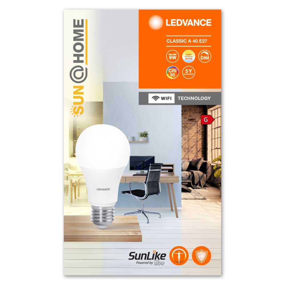 Produkt miniatyrebild Ledvance SUN@Home Classic A 40 E27 TW pære