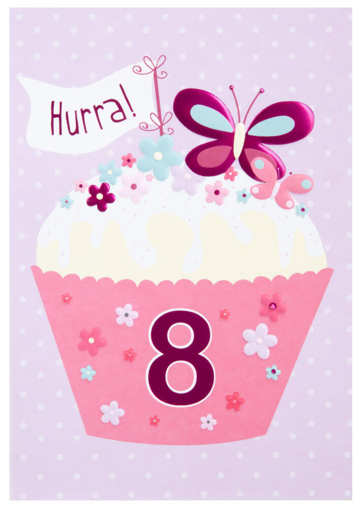 Produkt miniatyrebild Kort 8 år Cupcake
