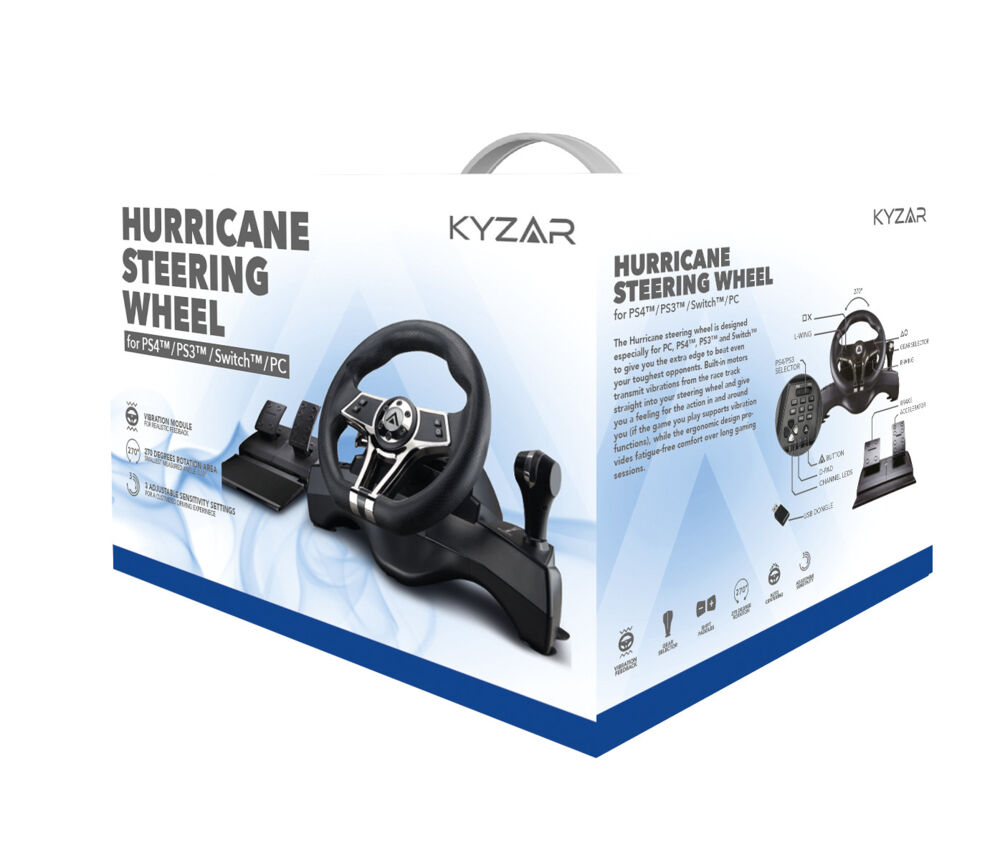 Produkt miniatyrebild Kyzar Hurricane Steering Wheel for PS4/PC/Switch