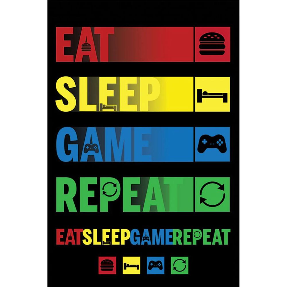 Produkt miniatyrebild Eat Sleep Game Repeat plakat